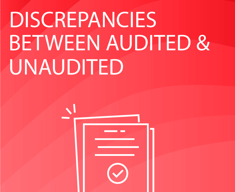 Discrepancies between unaudited and audited accounts